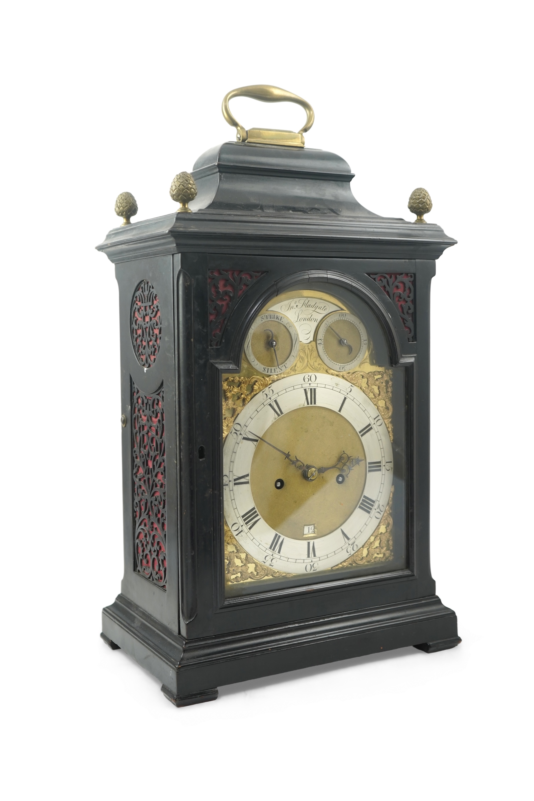 A George III double fusee ebonised bracket clock by John Fladgate, London